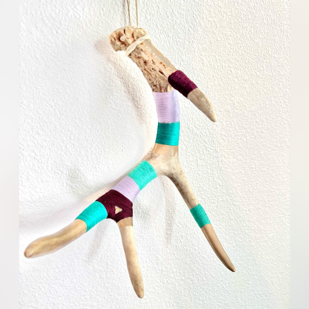 Hand-Painted & Wrapped Antler w/Opals